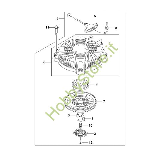 Picture of L - Coperchio ventilatore con dispositivo avviamento FJ180V-AM80